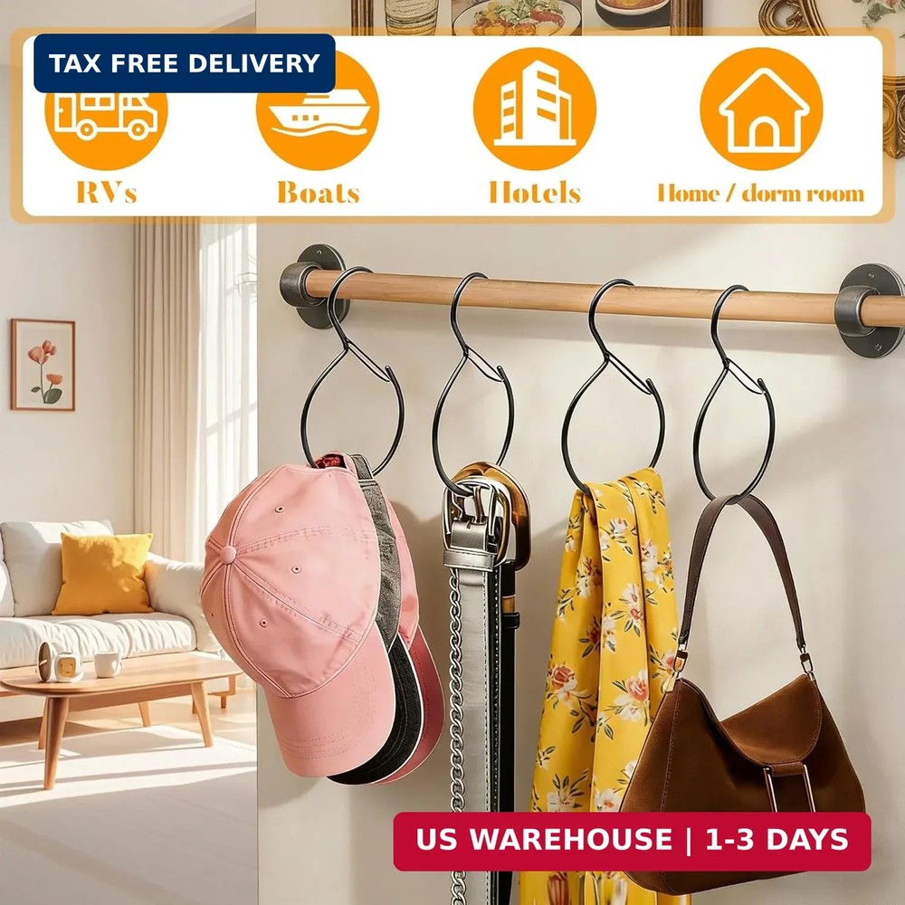4 Pack Belt Hanger for Closet - Rust-Proof Belt Organizer & Tie Rack, Multi-Use