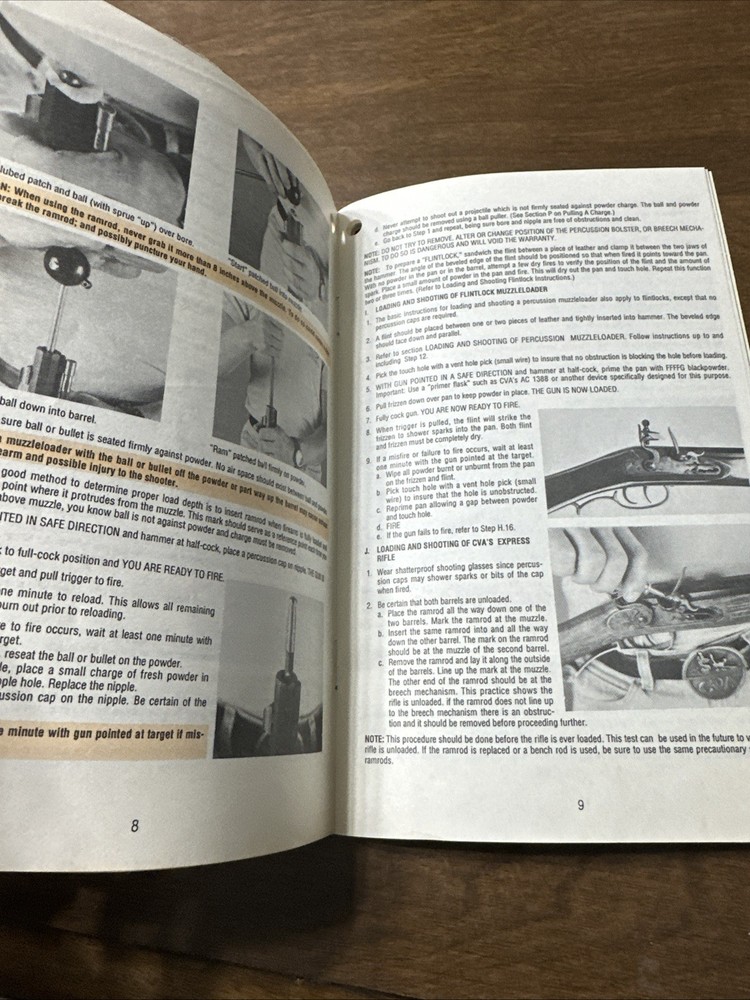 Vintage Original 1992 CVA Muzzleloader Owners Manual
