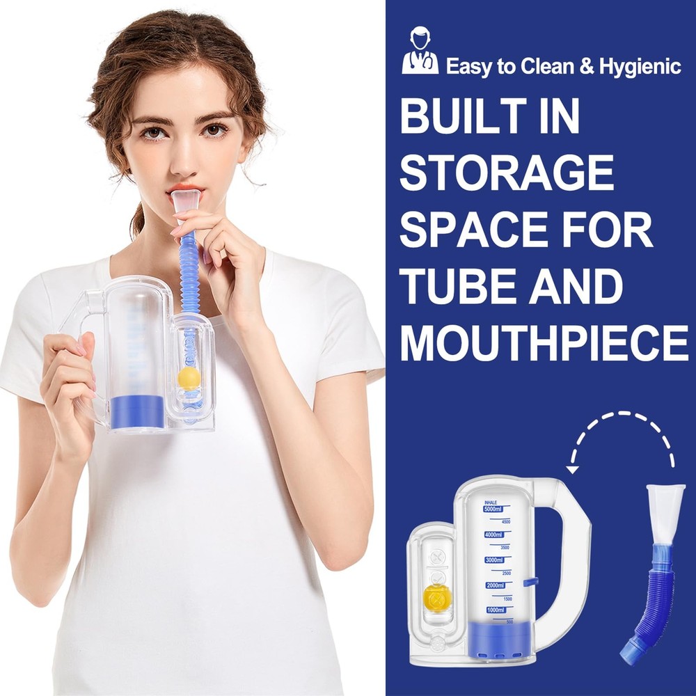Breathing Exercise Device for Lungs, Trainer 5000ml, Transparent