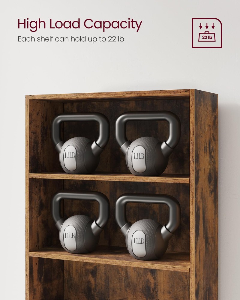 VASAGLE CUSTOS 3-Tier Bookcase Bookshelf Rustic Brown Open Storage Display Shelf