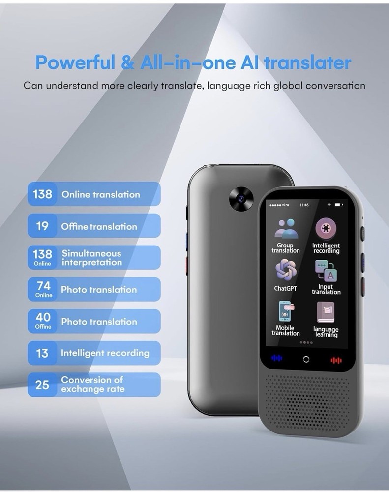 S80 Smart Voice Translator Device – Real-Time Multilingual Communication; Learni