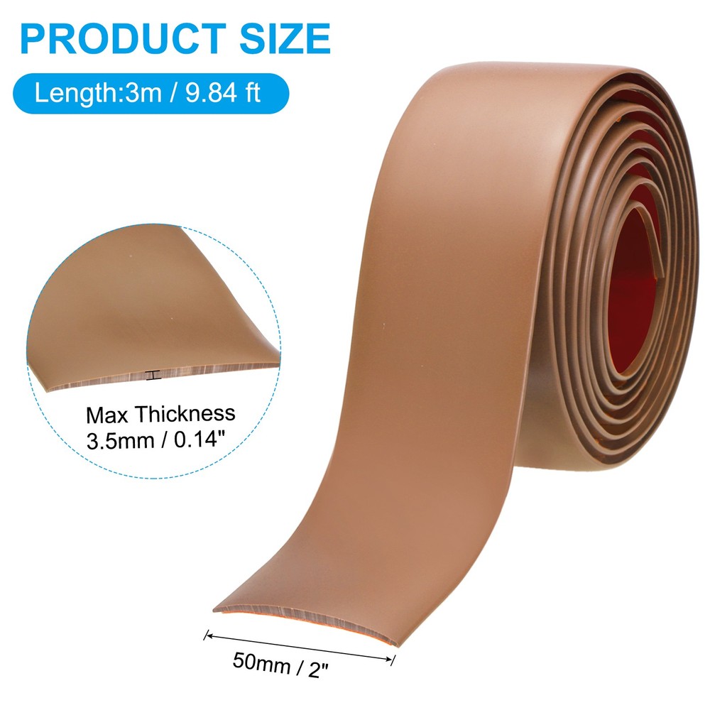Self Adhesive Floor Transition Strip 10ftx2" Vinyl Divider Brown
