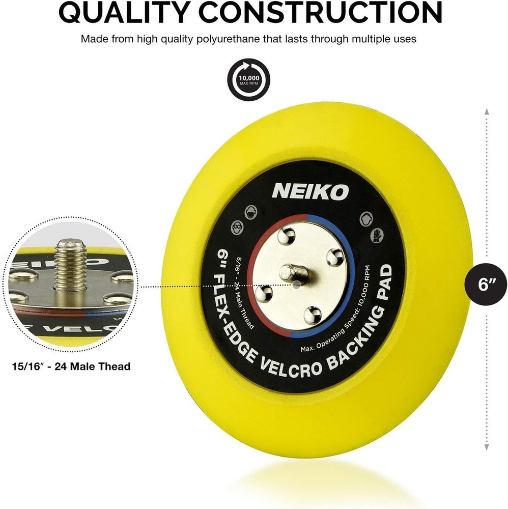 Neiko 30267A Flexible-Edge Hook-and-Loop PU Backing Pad for DA Sander...