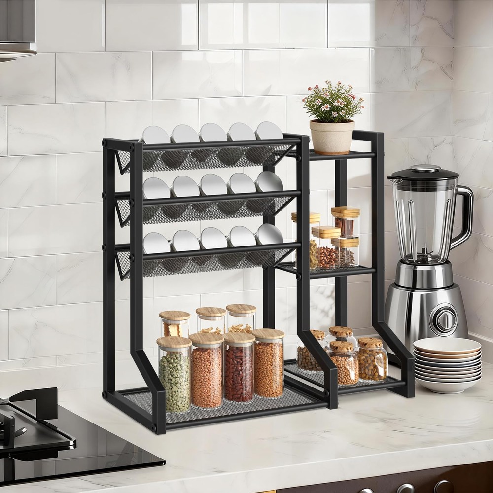4-Tier Spice Rack, Seasoning Organizer, Stackable Spice Rack Organizer, Spice...