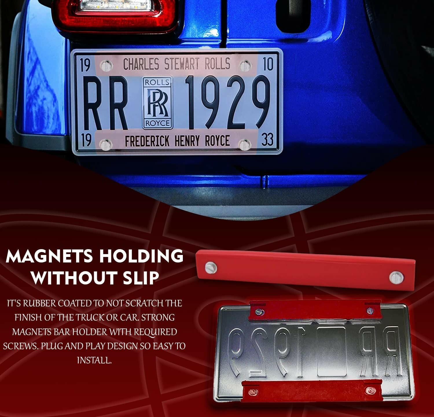 Car Dealer License Plate Magnet Holder (1), Scratch Resistant, Automotive Magnet