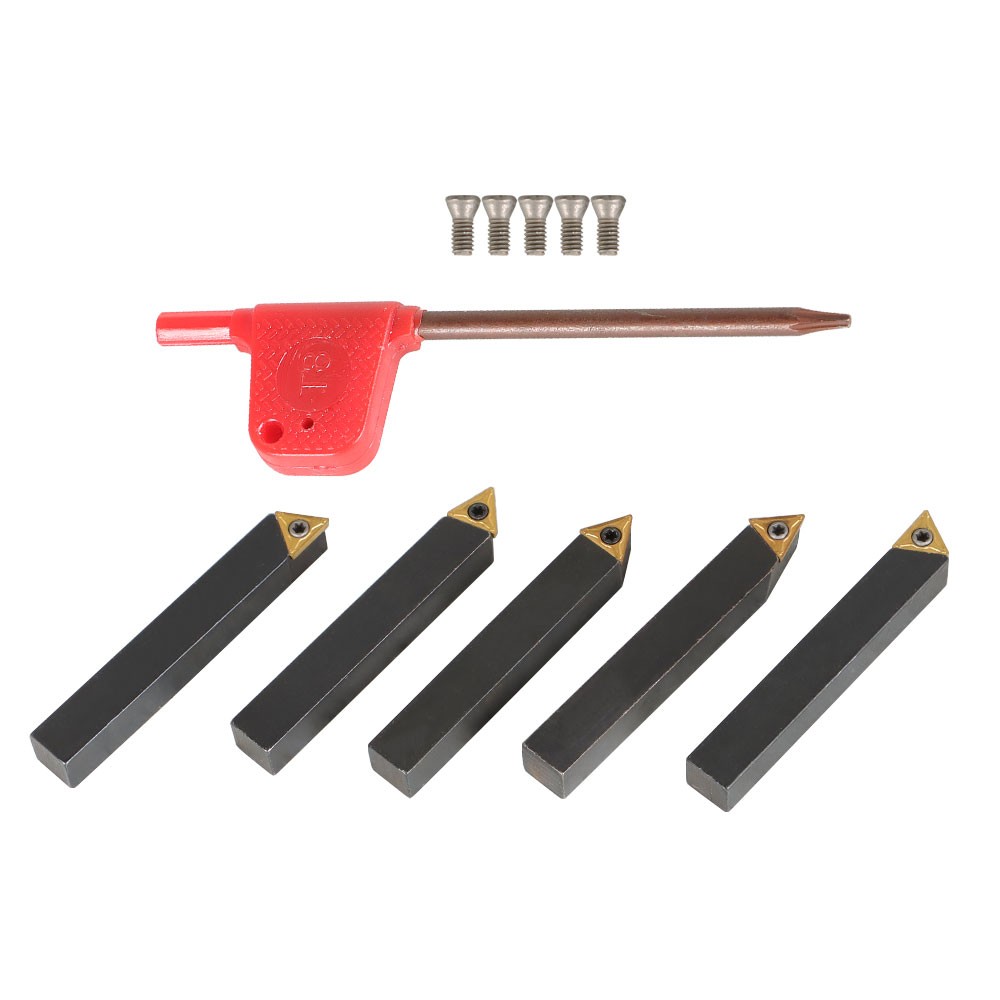 5Pcs 3/8" Indexable Carbide Insert Turning Tooling Bit Holder Set For Lathe