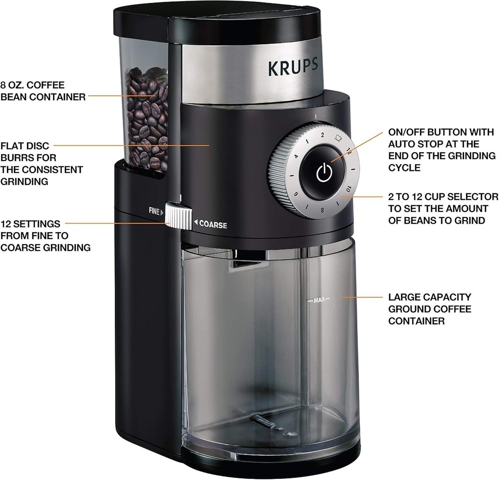 110W Coffee Burr Grinder: 12 Custom Settings, Ideal for Drip, Cold Brew & More