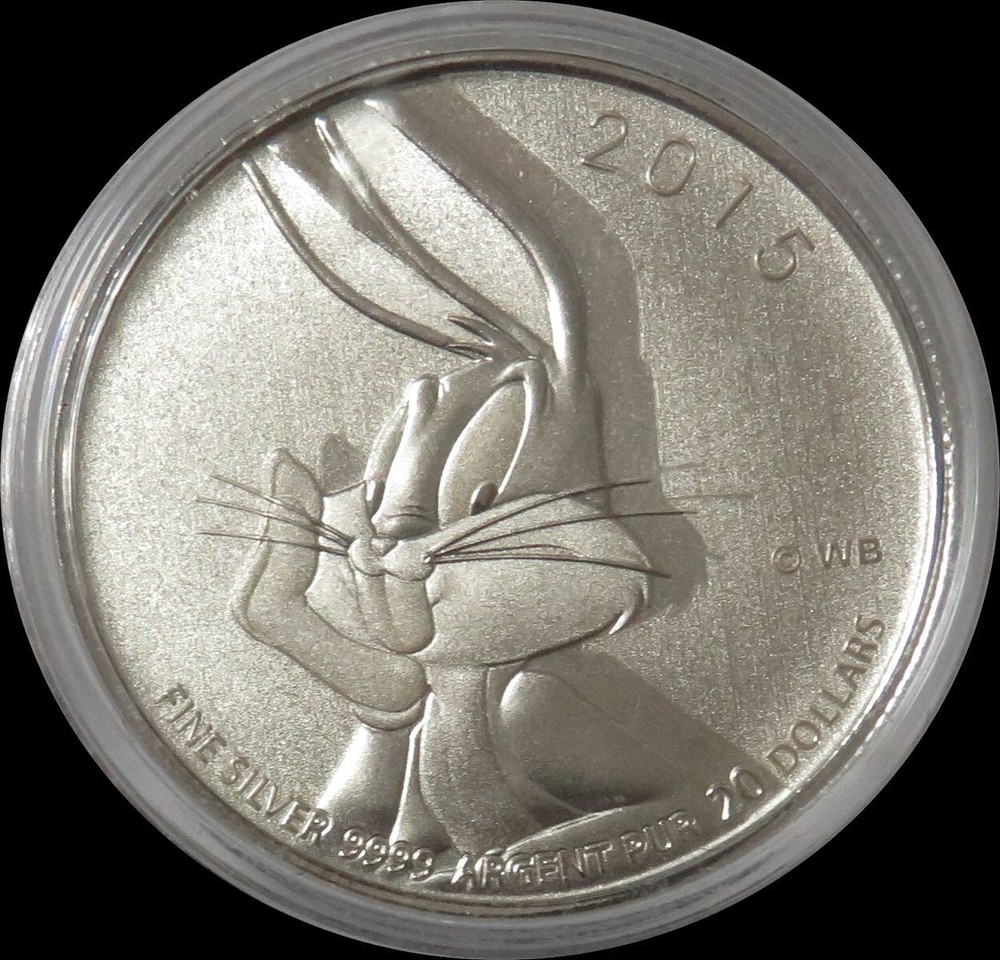 2015 SILVER CANADA $20 BUGS BUNNY 1/4 OZ 999 COIN IN CAPSULE