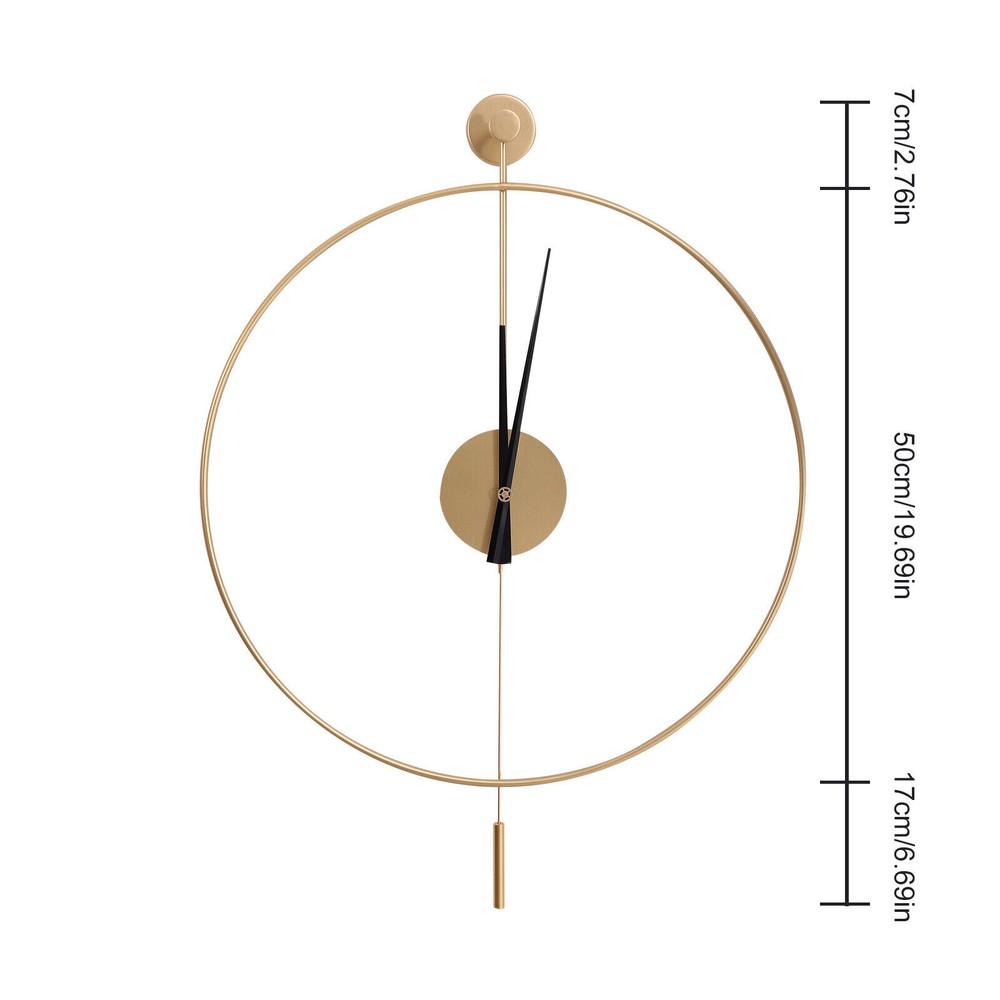 Wall-mounted Clock Hollow Design Accurate Timekeeping W/ Pendulum Gold Gift