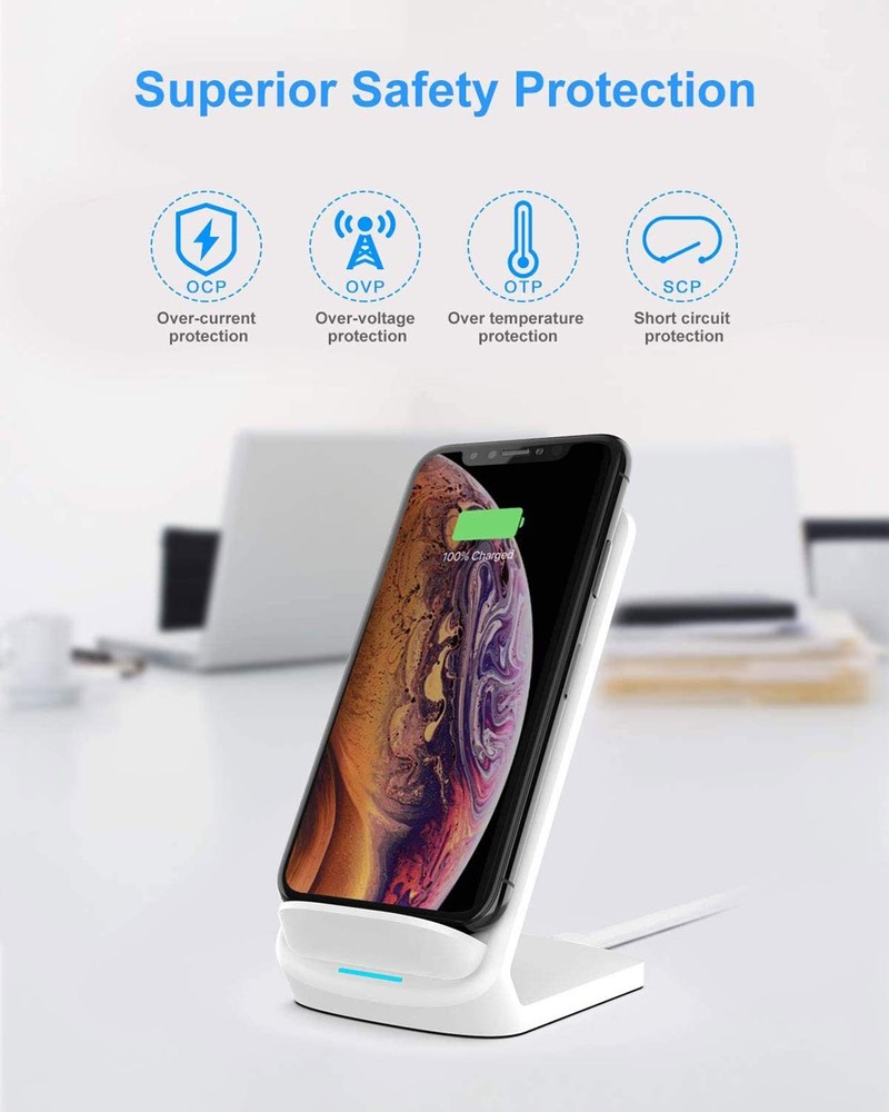 NANAMI Upgraded Fast Wireless Charger, Charging Stand 1Pack, White
