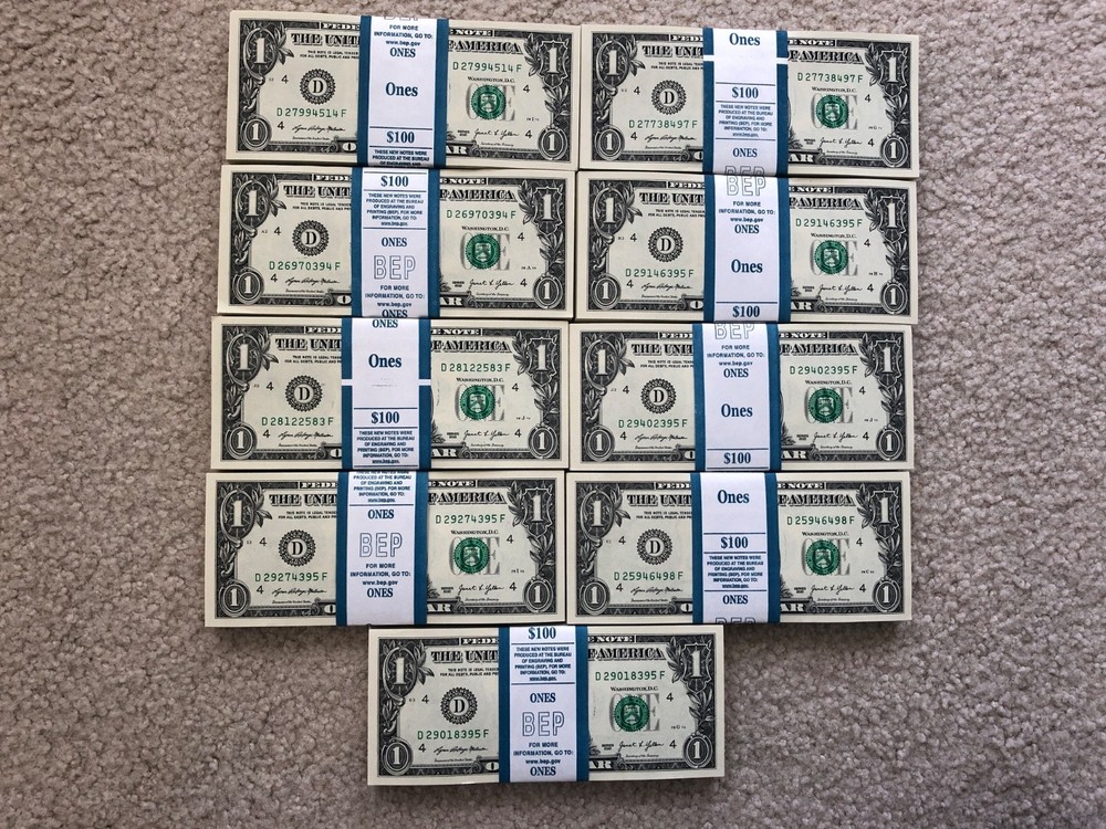 100 $1 (ONE DOLLAR) NOTES -  UNCIRCULATED NON-SEQUENTIAL 2021 CLEVELAND STACK