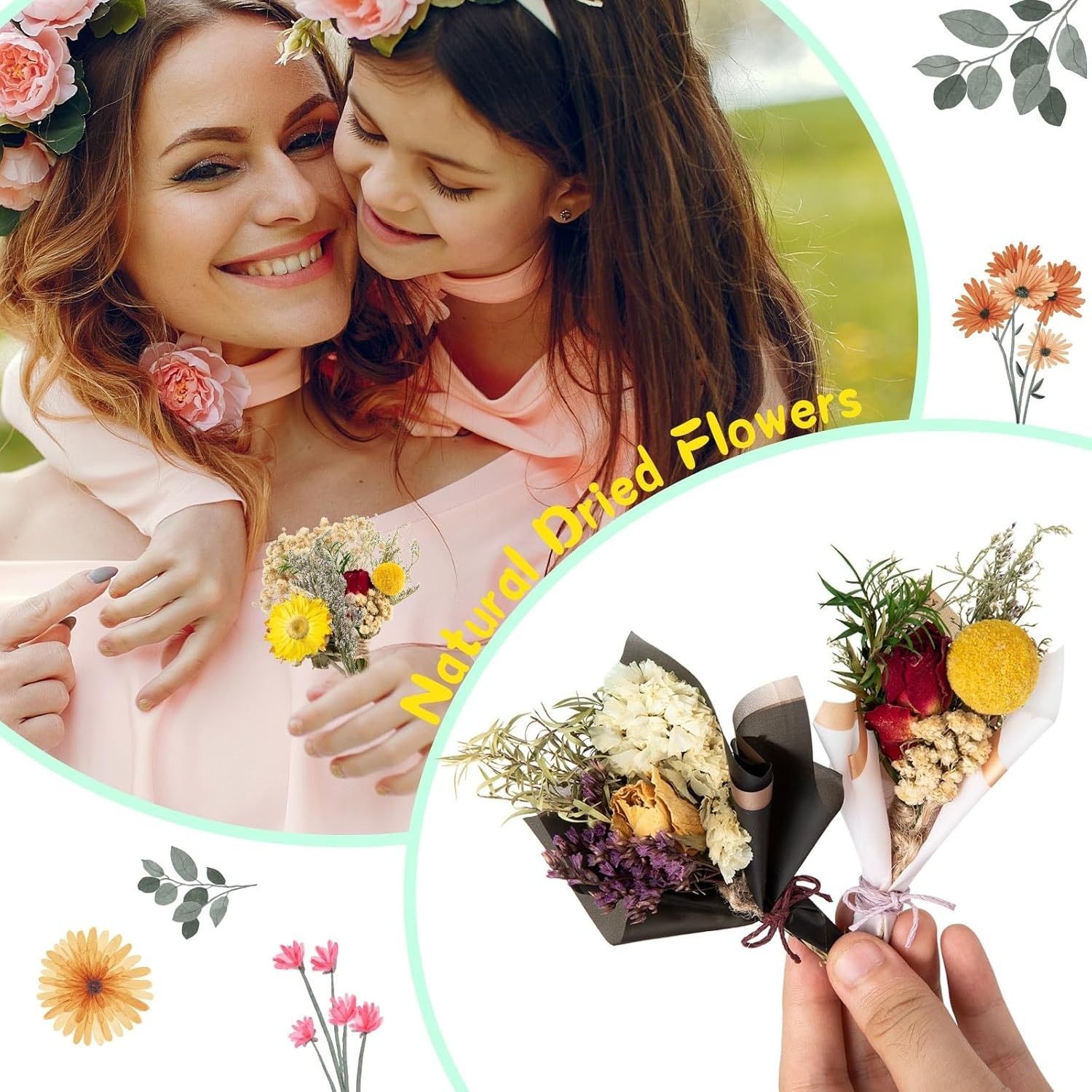 "10 PCS Dried Flowers - Mini Dried Flower Bouquet Wildflower Decor "