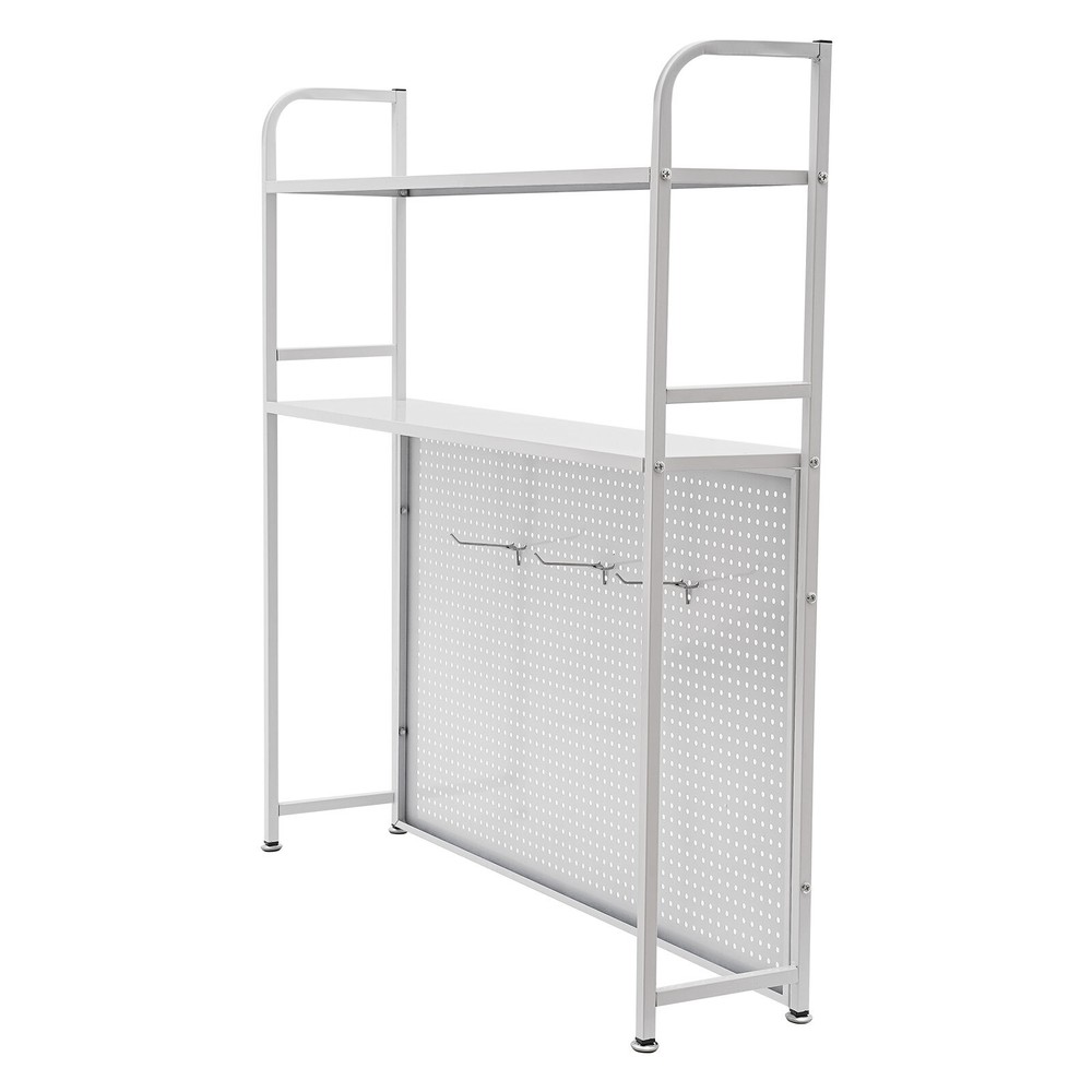 Stylish Desk Bookshelf with Dual Layer, Sturdy Iron & Customizable Hooks