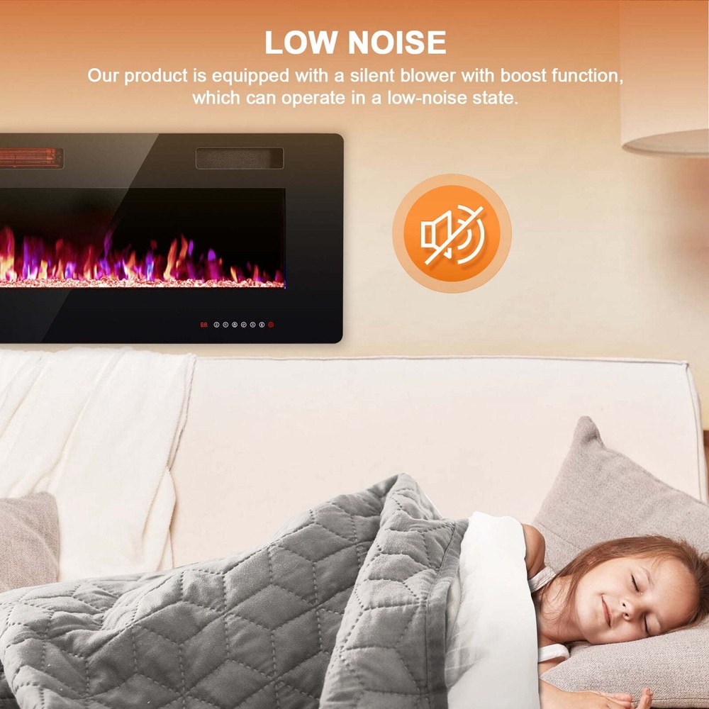 60” Indoor Electric Fireplace, Wall Mounted Recessed Fireplace , Multiple Colors