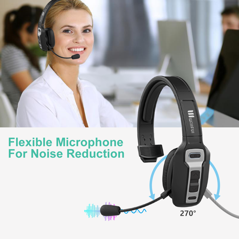 Trucker Bluetooth 5.0 Wireless Headset With Noise Cancelling Mic For Phones PC