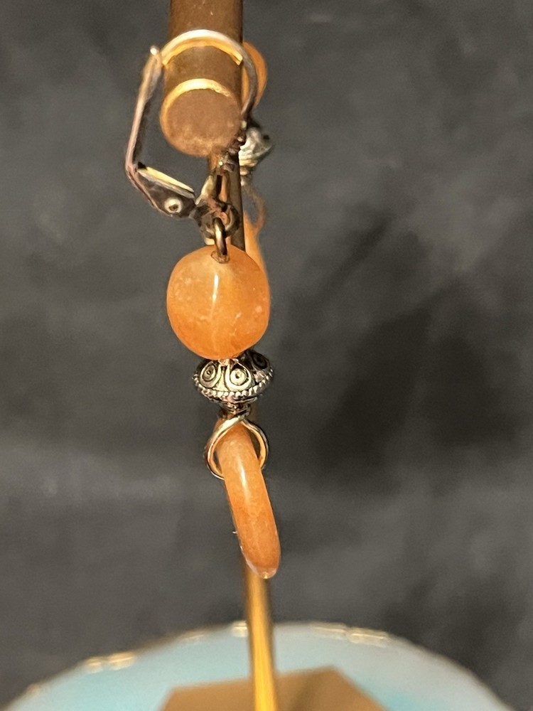 VINTAGE SILVER TONE CARNEALAN DANGLE EARRINGS 2”