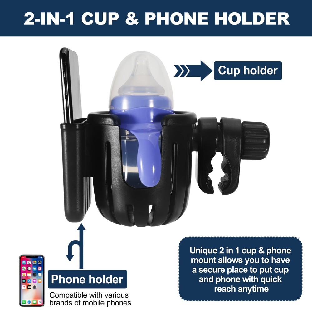Golf Push Cart Cup Holder and Holder Compatible with Caddytek,Adjustable 360 ...