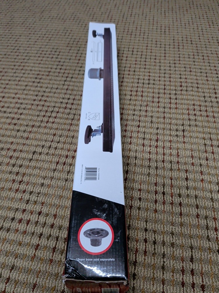 RELN 28 in. Matte Black Shower Drain Linear Square Pattern Drain Cover