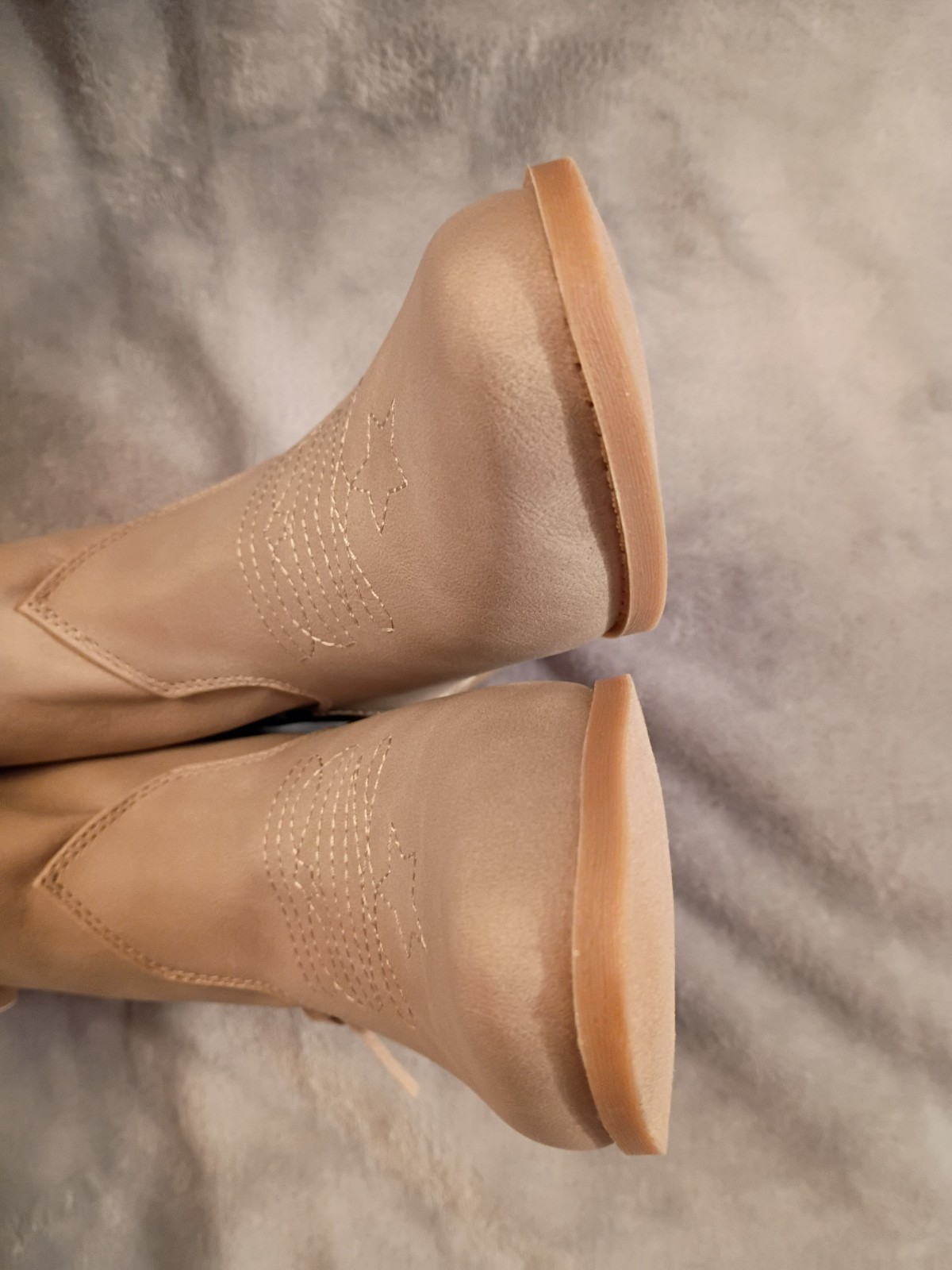 New Justice Western Cowgirl Boots Big Girls Size 4 Tan Embroidered Fringe Riding