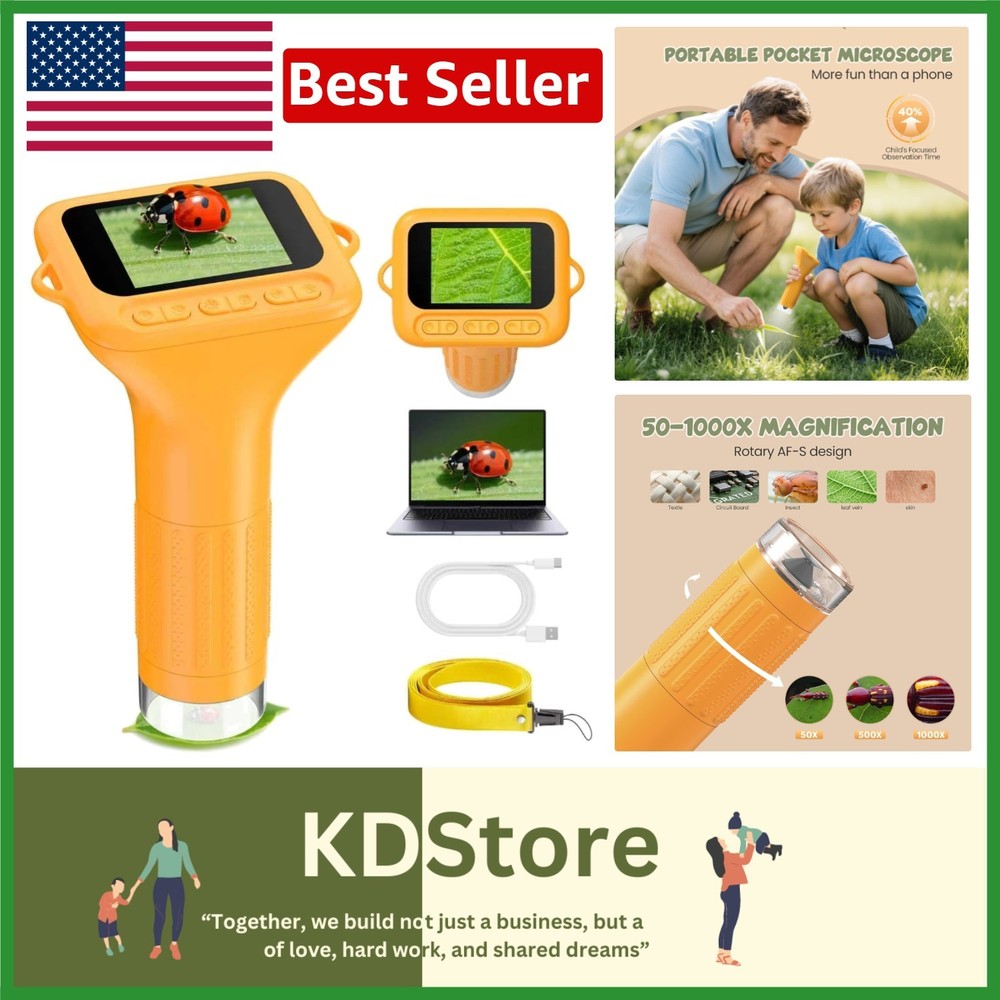 Kids Digital Microscope 1000X HD Camera, Portable Handheld MicroScope for Sci...