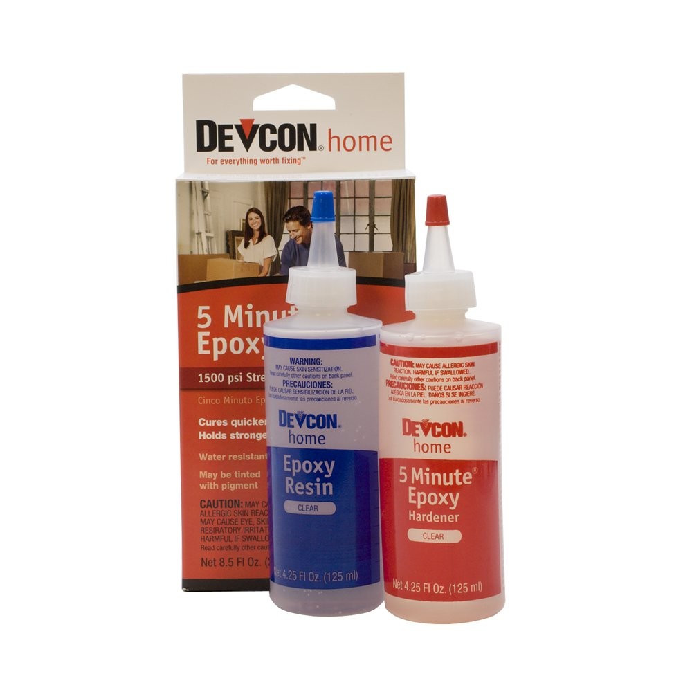 Devcon Epoxy, 5 Minute 4-1/2 Ounce Bottles, 2 Bottles | Clear