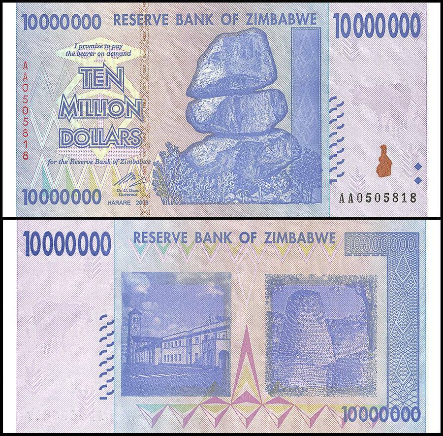 Zimbabwe 10 Million Dollars, 2008, P-78, UNC