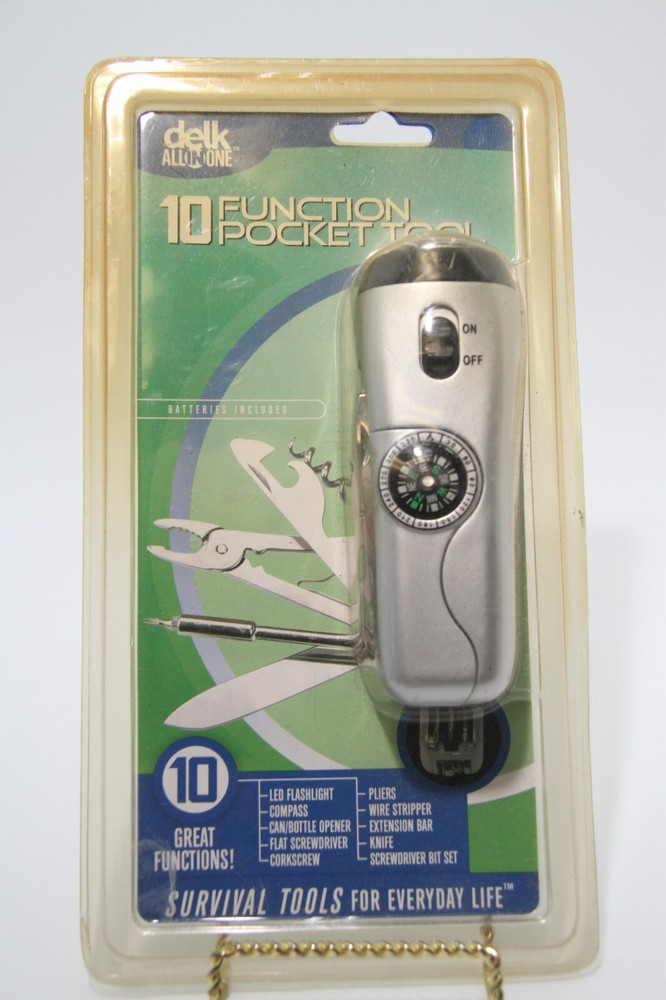 Delk All in One 10 Function Pocket Tools Flashlight Opener Pliers