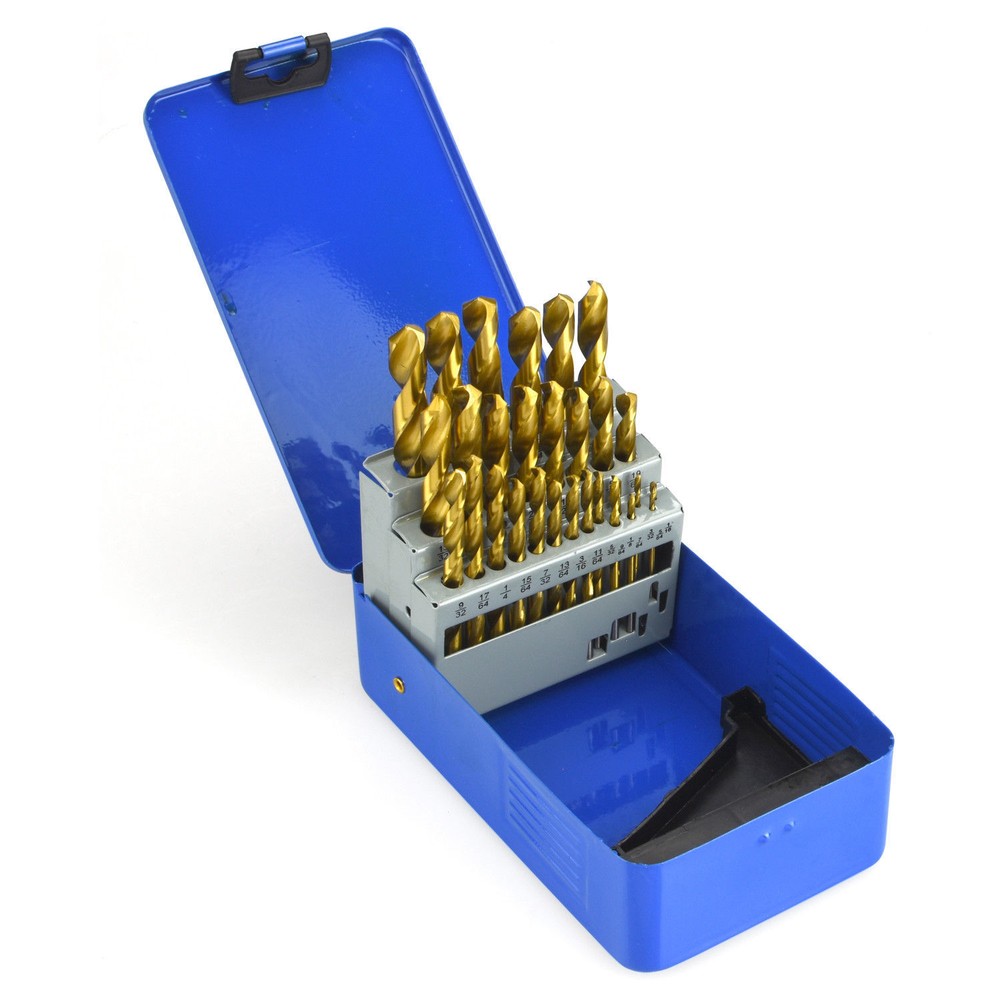 29pc Titanium Coated Drill Bit Set High Speed Steel 1/16"