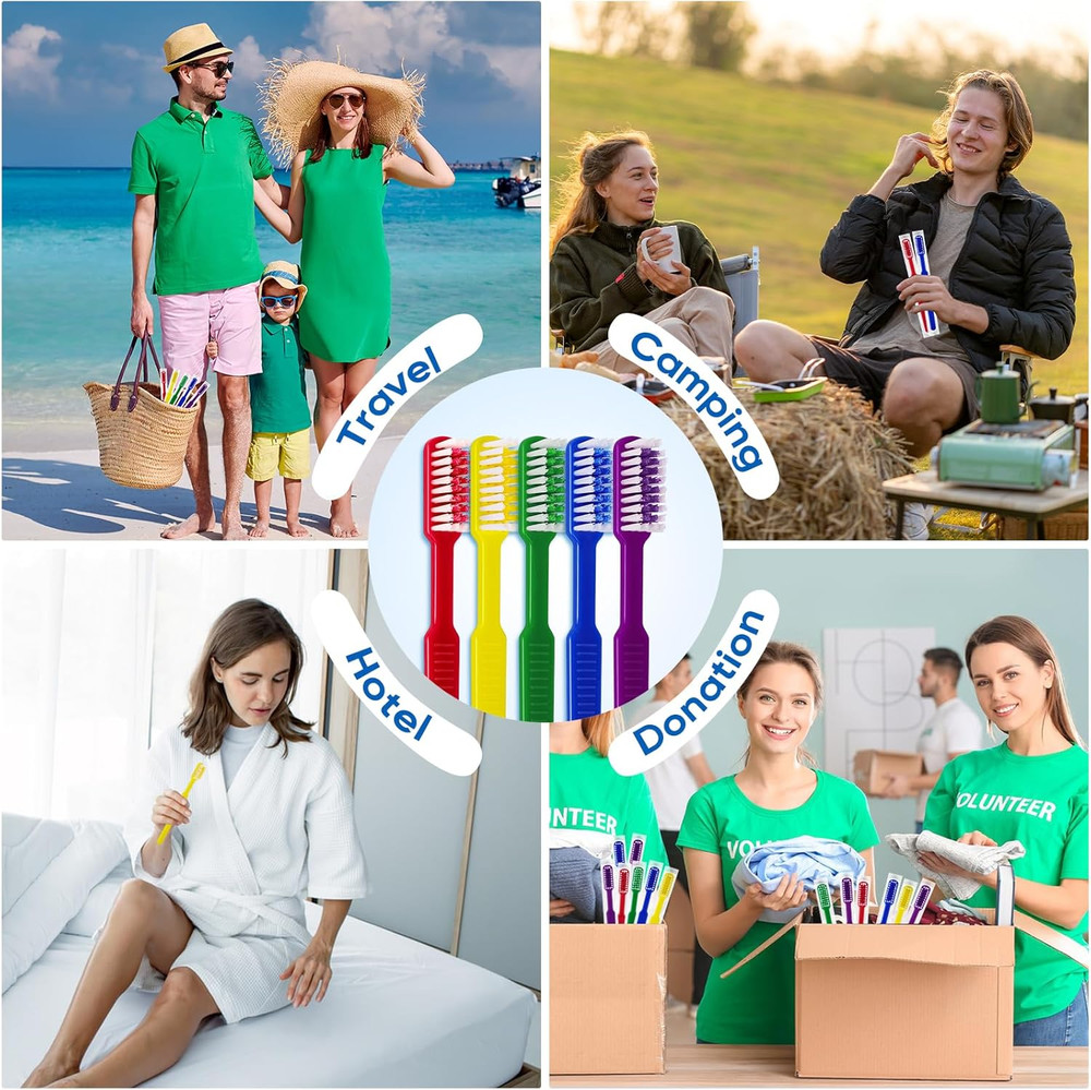 50 PCS Prepasted Disposable Toothbrushes with Toothpaste, Premium Bulk Toothb...