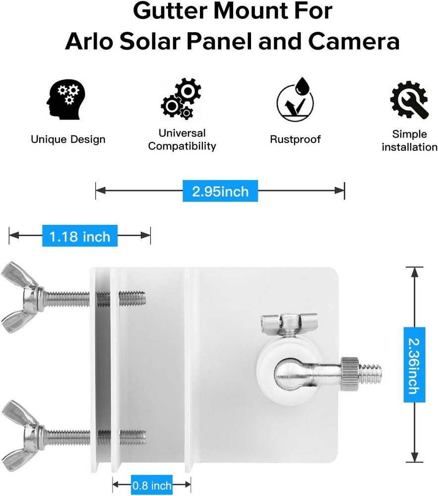 2Pack Gutter Mount Compatible with Arlo Essential arlo gutter mount, White