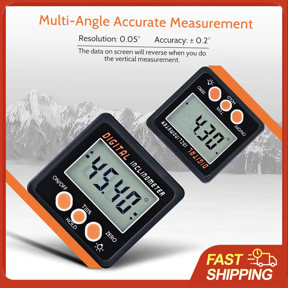Digital Inclinometer Protractor 0-360° with Magnetic Base for Precision Angle Me