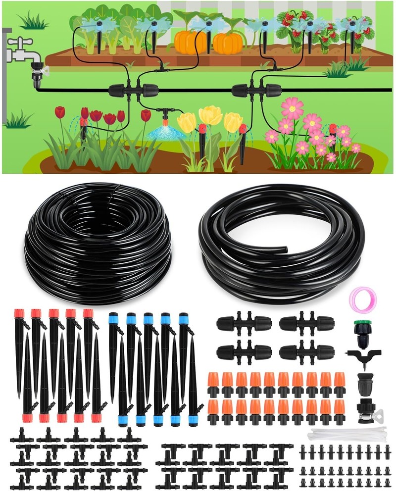230FT Drip Irrigation System with 40 Adjustable Sprinklers for Garden Efficiency