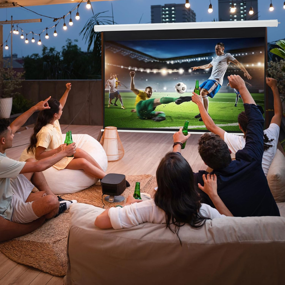 150" Projector Screen Motorized 16:9 4K HD Pull down Retractable Screen