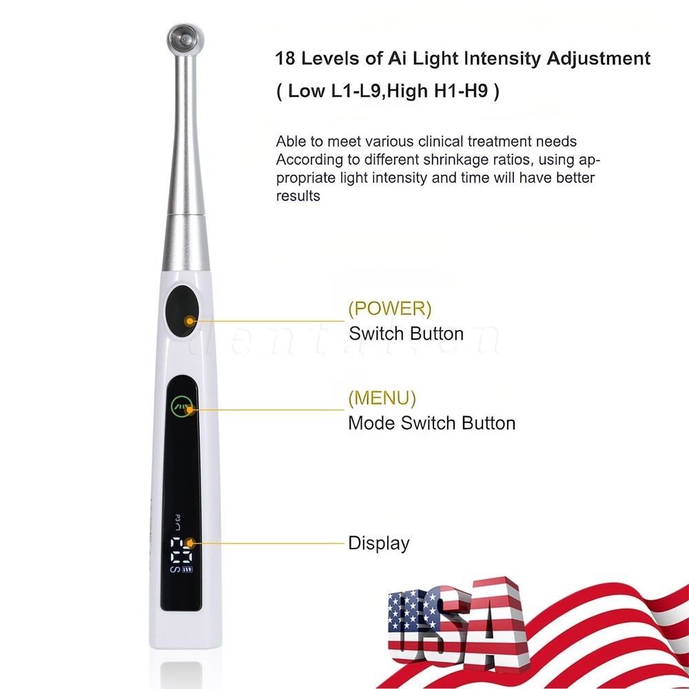 Dental Wireless LED Curing Light 1 Second Cure Lamp 4 Modes US