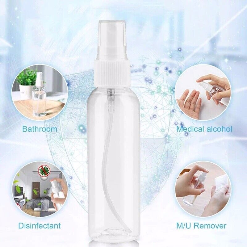 2oz Spray Bottle Plastic Transparent Empty Atomizer (Case of 100 bottles)