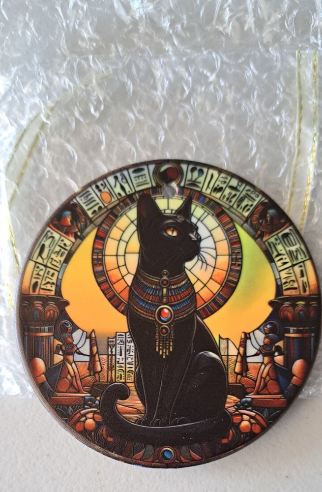 2-PACK Egyptian Cat Ceramic Ornaments Window Charm Gift Charm NEW