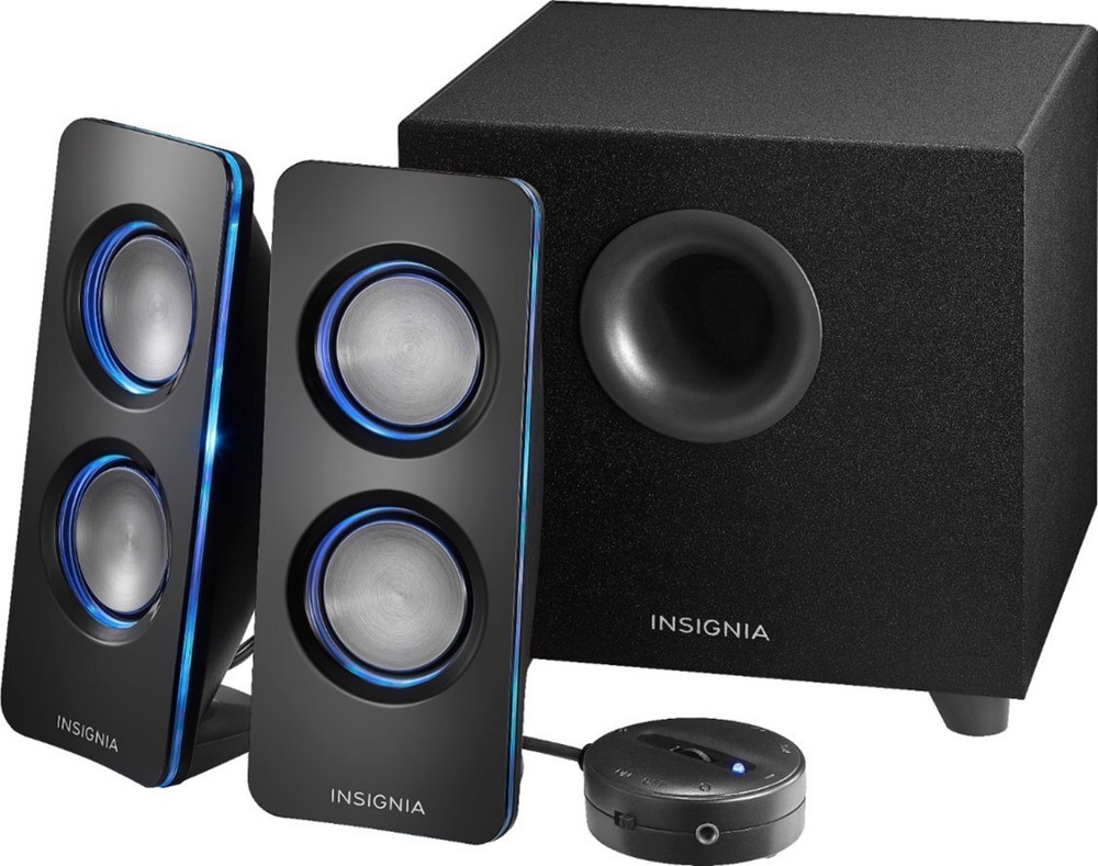 Insignia 2.1 Bluetooth LEDLighted Speaker System Desktop Book shelf PC Computer