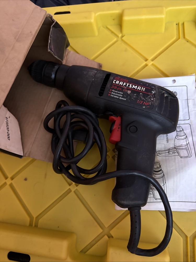 Vtg Sears Craftsman 3/8 Inch Variable Speed Reversible Drill