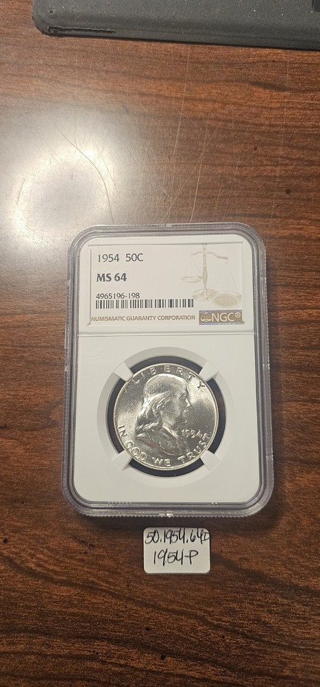 1954-P Franklin Half Dollars NGC MS64 Brilliant Uncirculated
