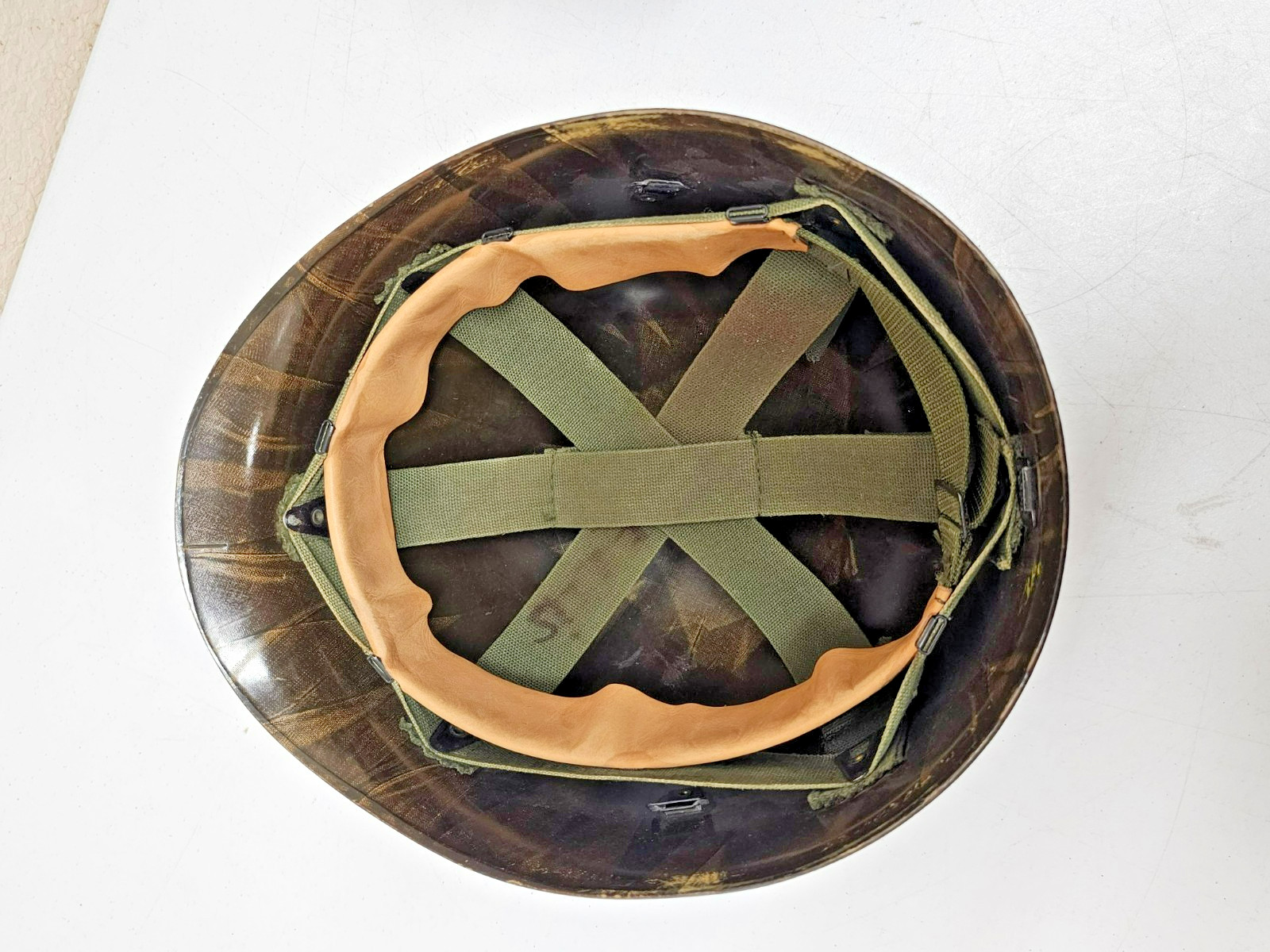 1950s US Army M1 Helmet w/ Green Metal Chinstrap & Liner