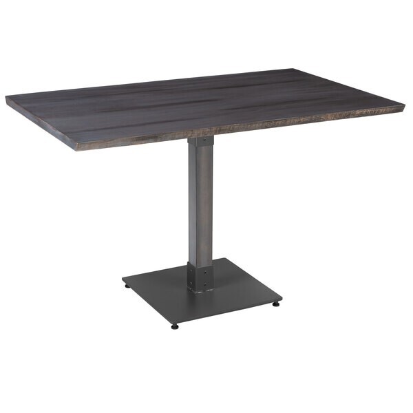 30" x 48" Rectangular Solid Wood Live Edge Restaurant Table Top in Gray Wood