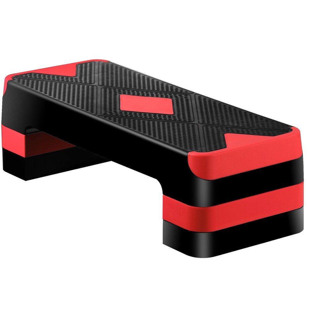 26.5" Aerobic Exercise Step Platform w/4 Risers Adjustable Workout Stepper Red