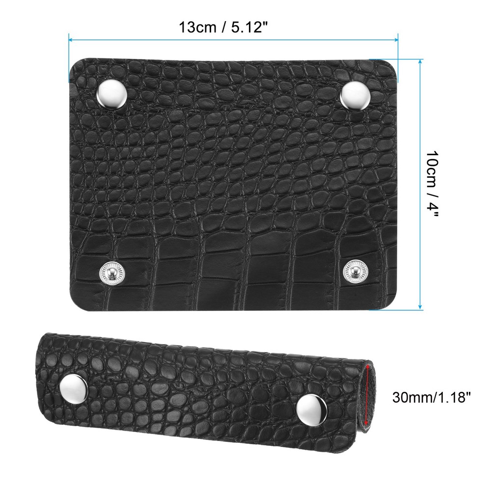 Luggage Handle Wrap, 2 Pack Irregular Pattern PU Handbag Grip with Clasp, Black