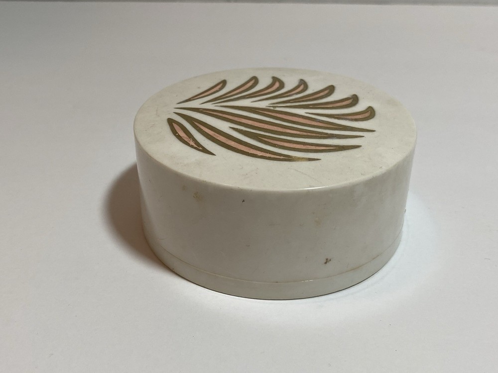 Vintage Corn Silk Micron Face Powder Empty Container White Container Stained