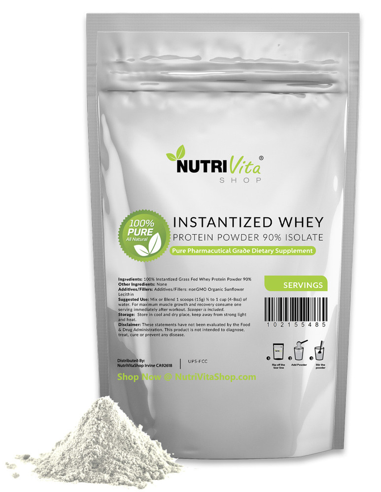 2lb 100% Pure Grass Fed Instantized Whey Protein Isolate 90% Unflavored