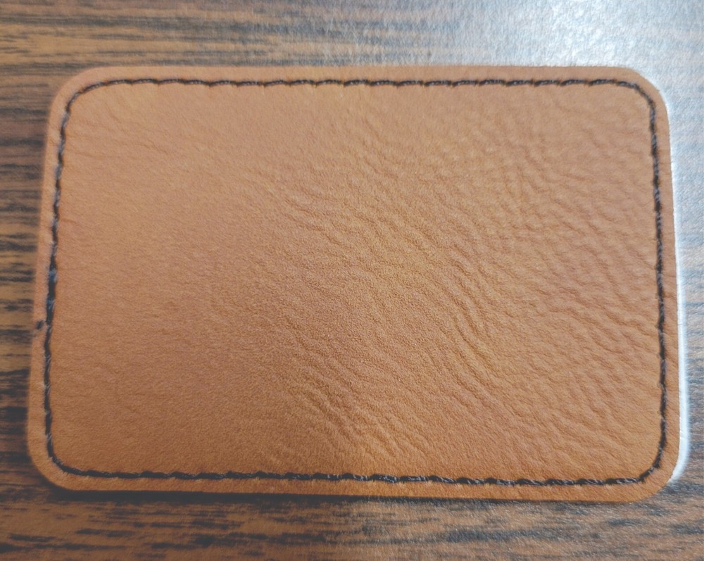 Blank Leatherette Hat Patch Rawhide/Black Set of 15 Adhesive Backed