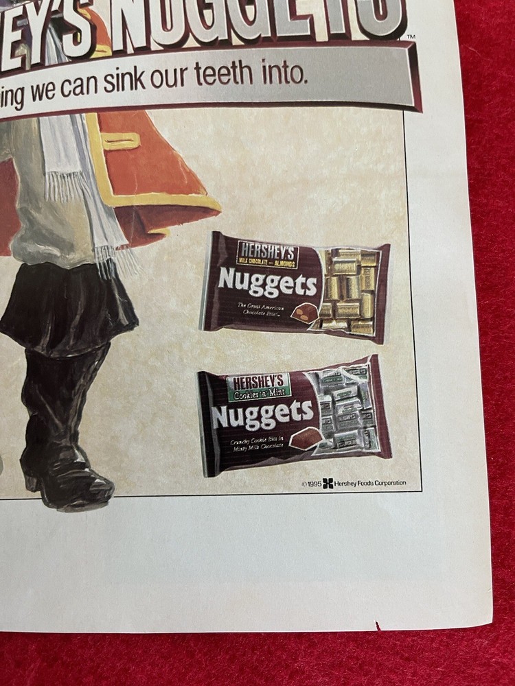 Vintage 1995 Hershey Chocolate Nuggets Candy Print Ad