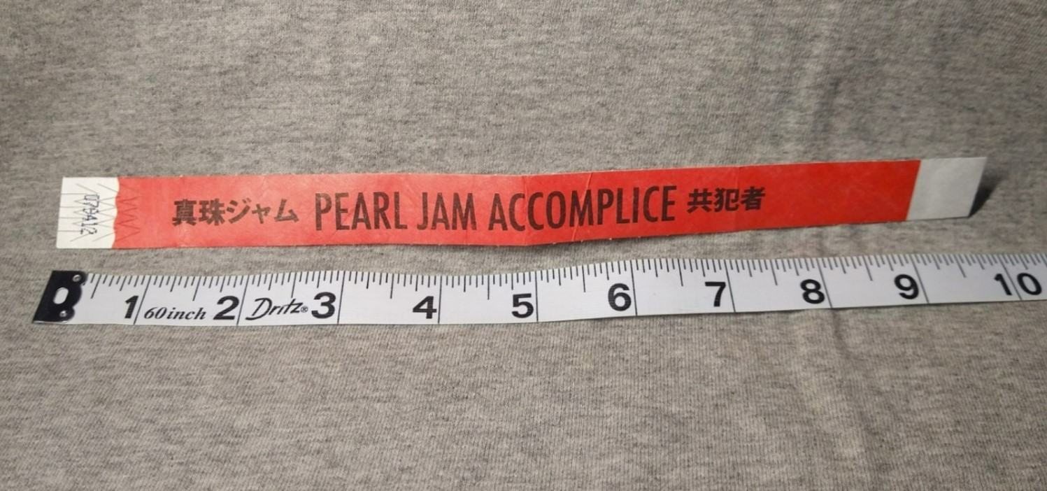 Pearl Jam Wristband 真珠ジャム PEARL JAM ACCOMPLICE 共犯者 Unused Red Ten Club Vedder