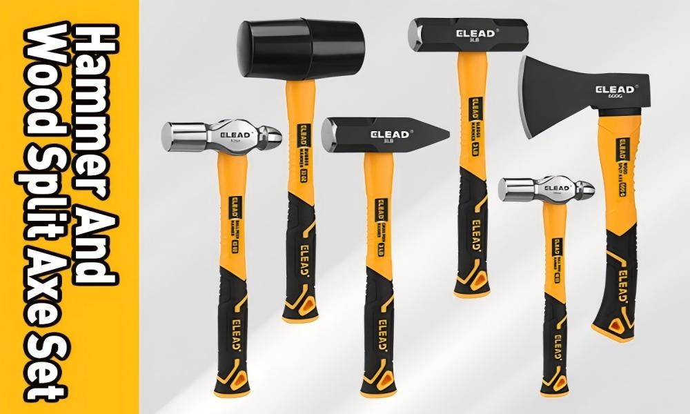 6-Piece Mallet Hammer Set 600g Wood Split Axe Fiberglass Handle Forge Steel Head