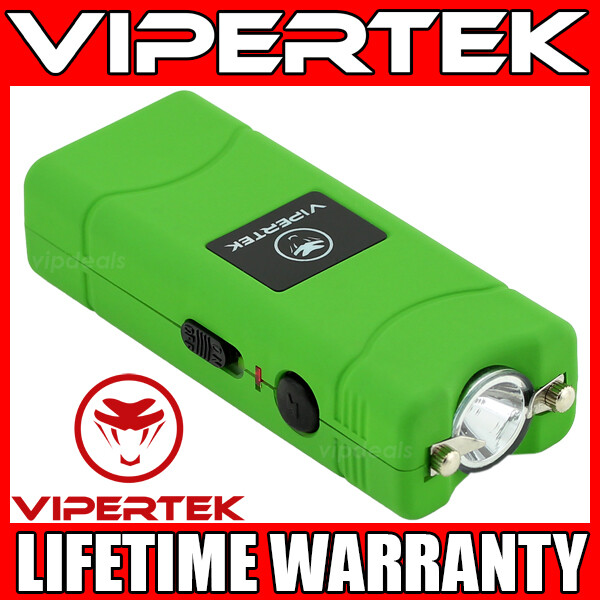 VIPERTEK Stun Gun Micro Mini GREEN VTS-881 Rechargeable LED Flashlight